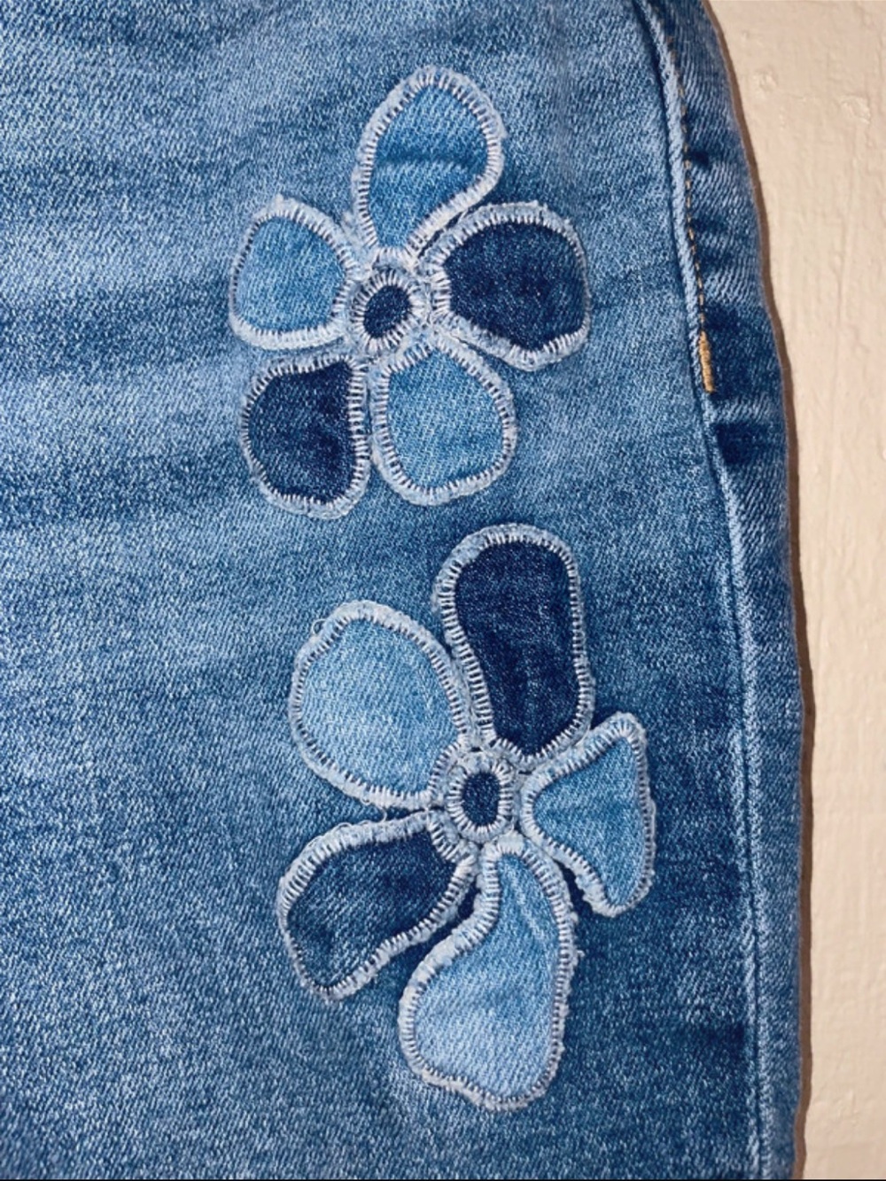 Old Navy Medium Blue High-Rise Jeans with Floral Patchwork